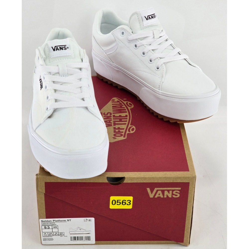 Vans Seldan Platform ST Shoes Women 9.5 White Canvas Low Top Sneaker - New